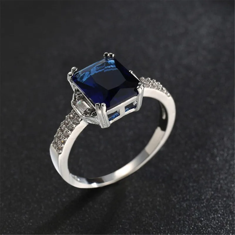 Navy Crystal & Cubic Zirconia Radiant-Cut Ring made by Zulily