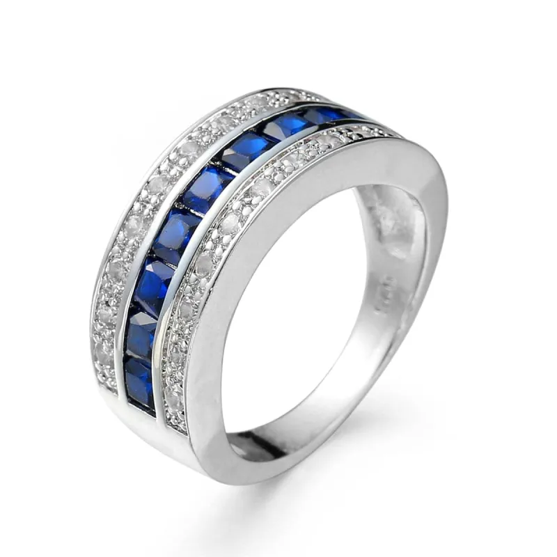 Navy Crystal & Cubic Zirconia Princess-Cut Band made by Zulily