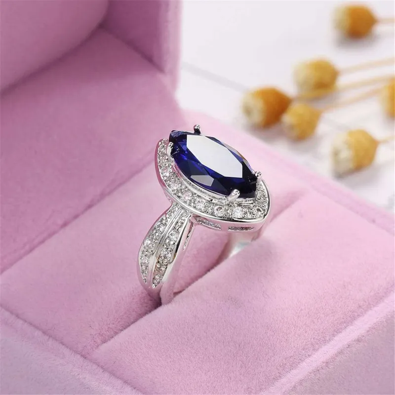 Navy Crystal & Cubic Zirconia Pear-Cut Ring made by Zulily
