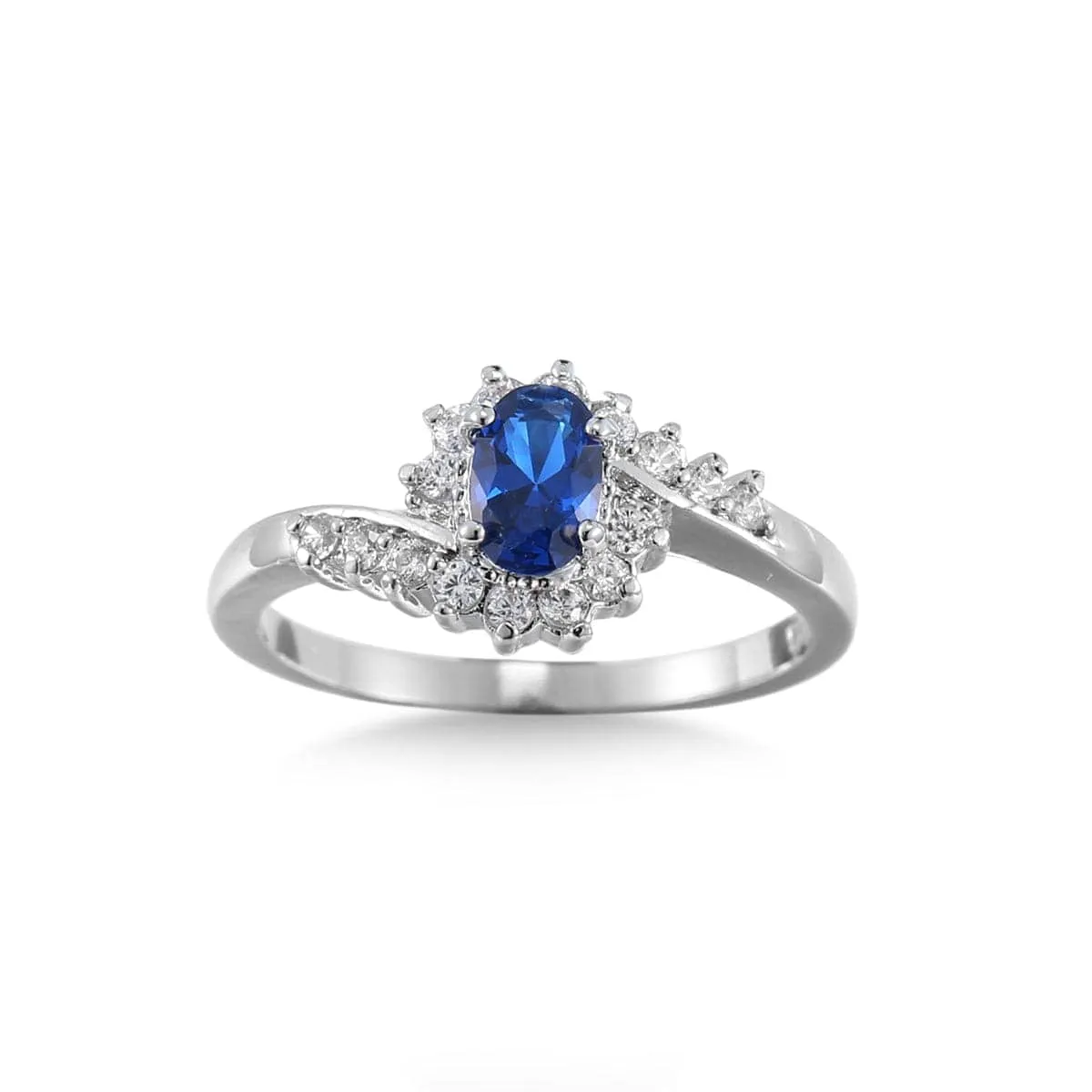 Navy Crystal & Silvertone Oval Botany Ring sold by Zulily