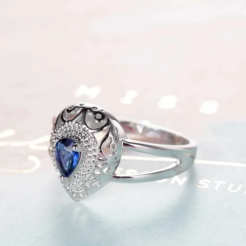 Navy Crystal & Silvertone Pear Ring made by Zulily