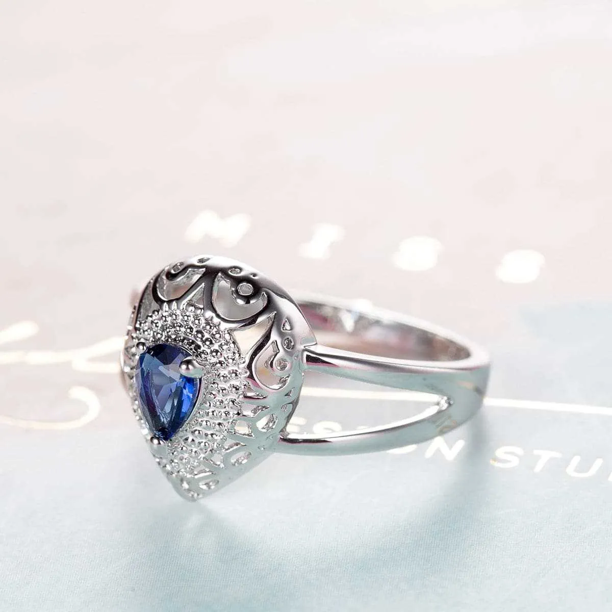 Navy Crystal & Silvertone Pear Ring sold by Zulily product image thumbnail 2