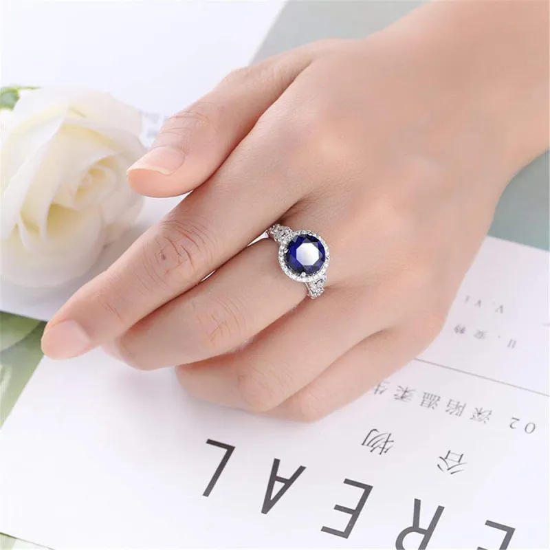 Navy Crystal & Silvertone Round Hola Ring made by Zulily
