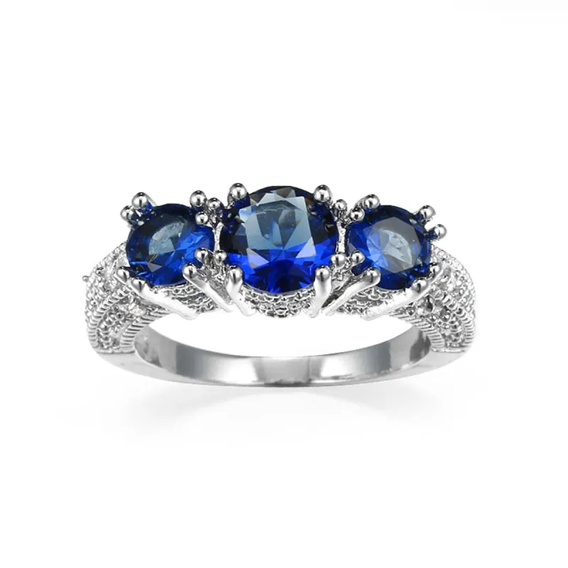 Navy Crystal & Silvertone Triple-Head Ring made by Zulily