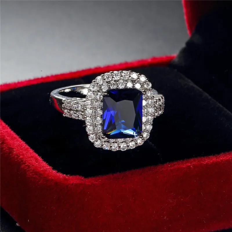 Navy Cubic Zirconia & Crystal Double Halo Ring made by Zulily