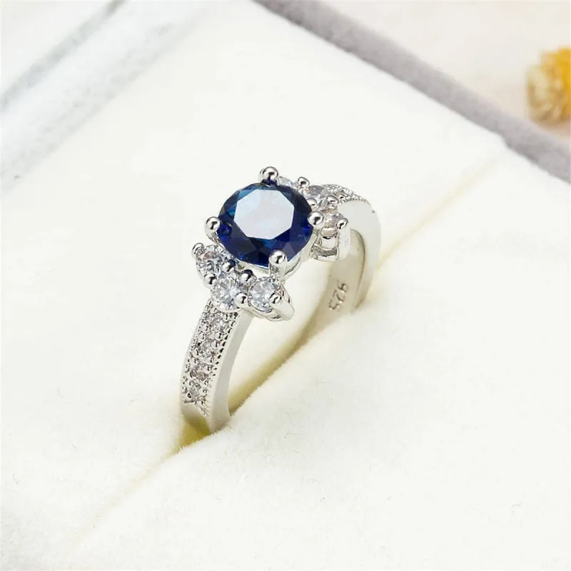 Navy Cubic Zirconia & Crystal Round Cluster-Side Ring made by Zulily