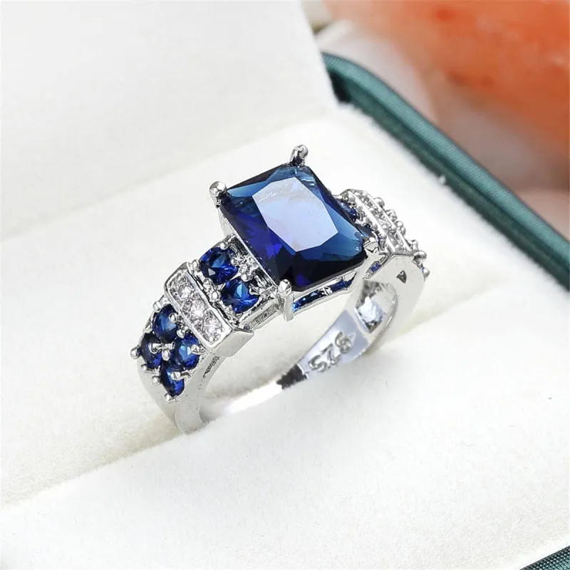 Navy Cubic Zirconia & Crystal Multi-Row Radiant-Cut Ring made by Zulily