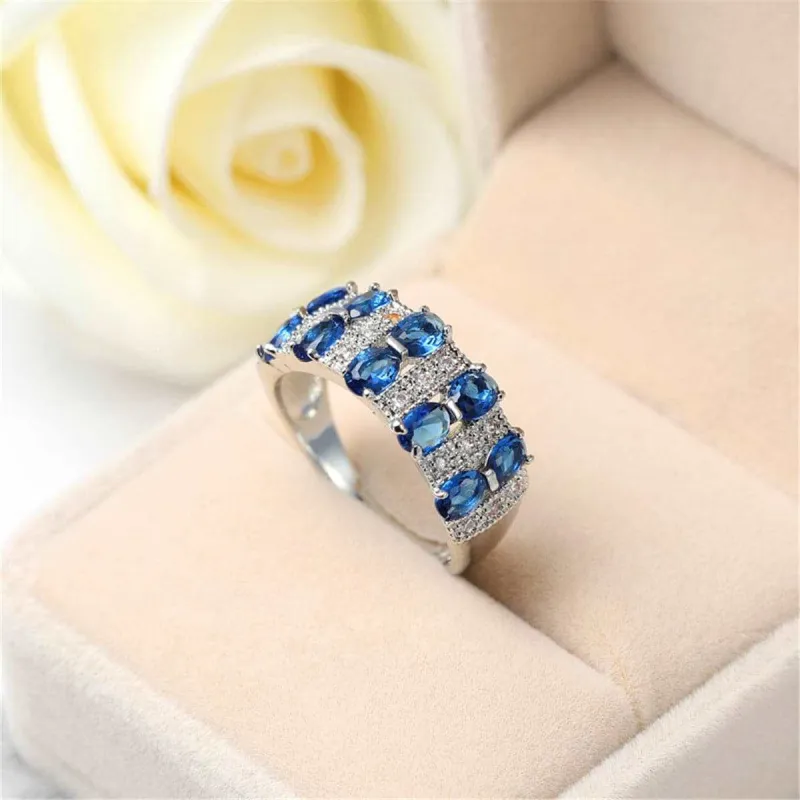 Navy Cubic Zirconia & Crystal Two-Row Oval-Cut Ring made by Zulily