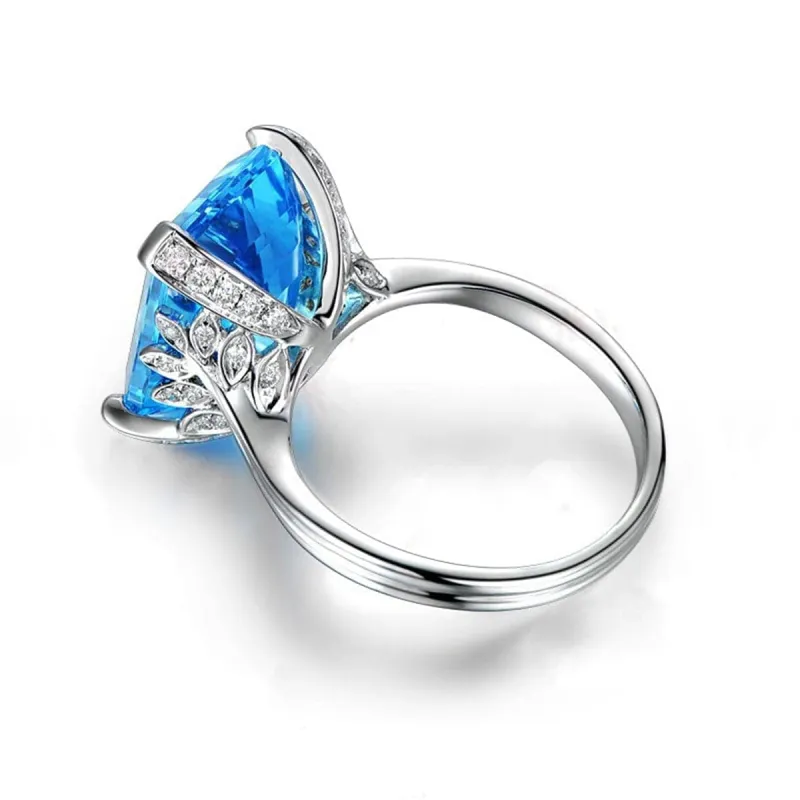 Ocean Blue Crystal Emerald-Cut Ring made by Zulily