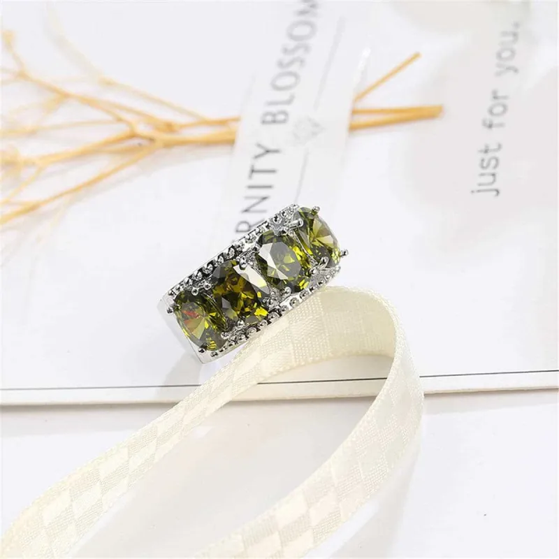 Olive Crystal & Silvertone Prong Ring made by Zulily
