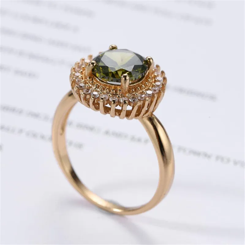 Olive Crystal & Cubic Zirconia Rose Goldtone Sunflower Ring made by Zulily