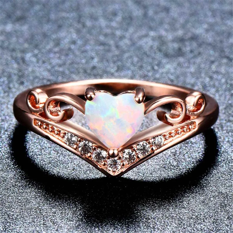 Opal & Cubic Zirconia Heart Crown Ring made by Zulily