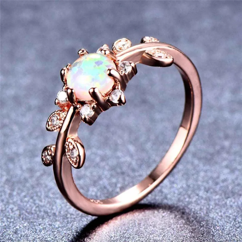 Opal & Cubic Zirconia Leaf Ring made by Zulily
