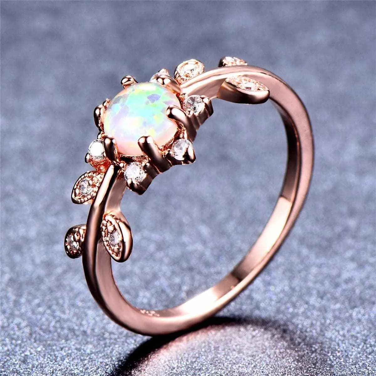 Opal & Cubic Zirconia Leaf Ring sold by Zulily