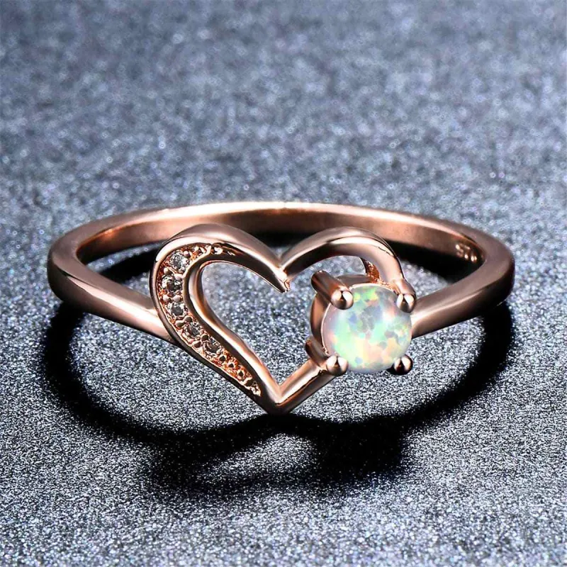 Opal & Cubic Zirconia Open-Heart Ring made by Zulily