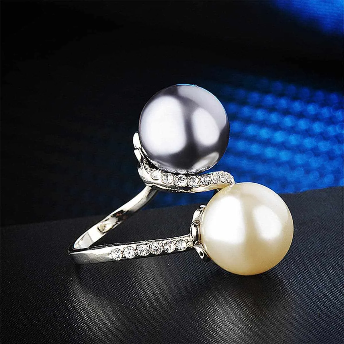 Pearl & Cubic Zirconia Silvertone Bypass Ring sold by Zulily product image thumbnail 2