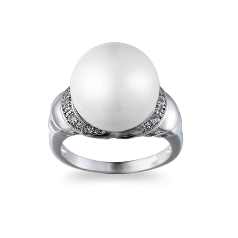 Pearl & Cubic Zirconia Silvertone Statement Ring made by Zulily