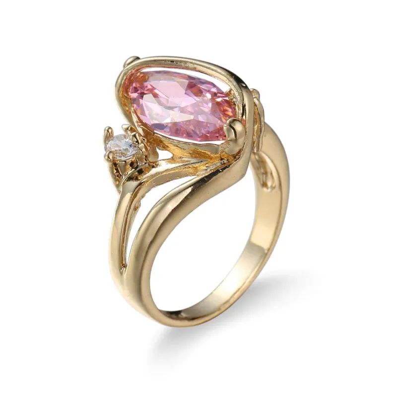Pink Crystal & Cubic Zirconia Crossover Marquise Ring made by Zulily