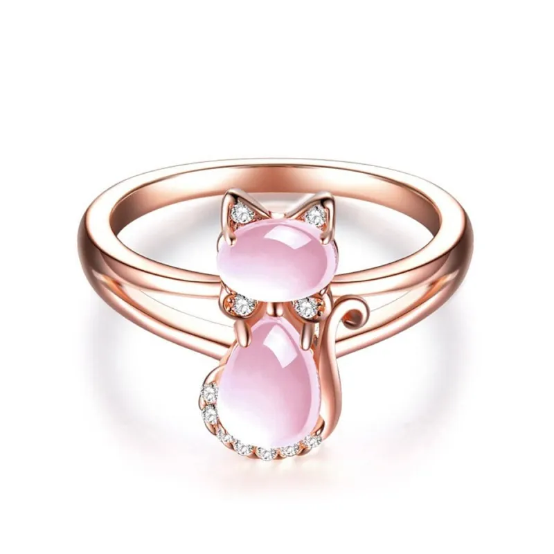 Pink Crystal & Cubic Zirconia Kitty Club Ring made by Zulily
