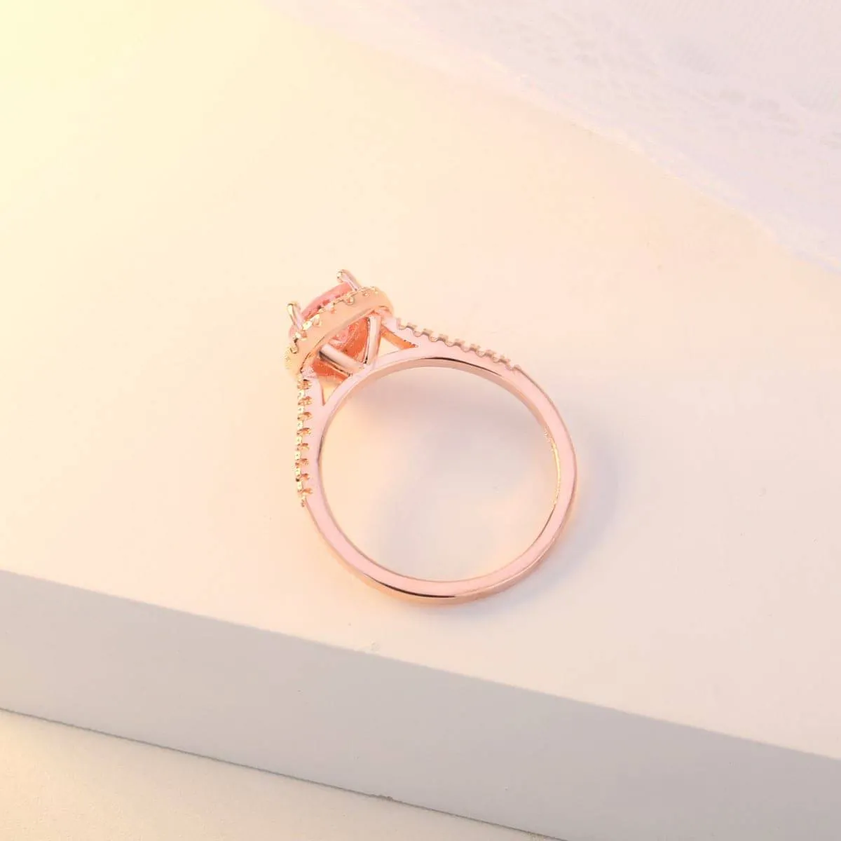 Pink Crystal & Cubic Zirconia Pear-Cut Halo Ring sold by Zulily