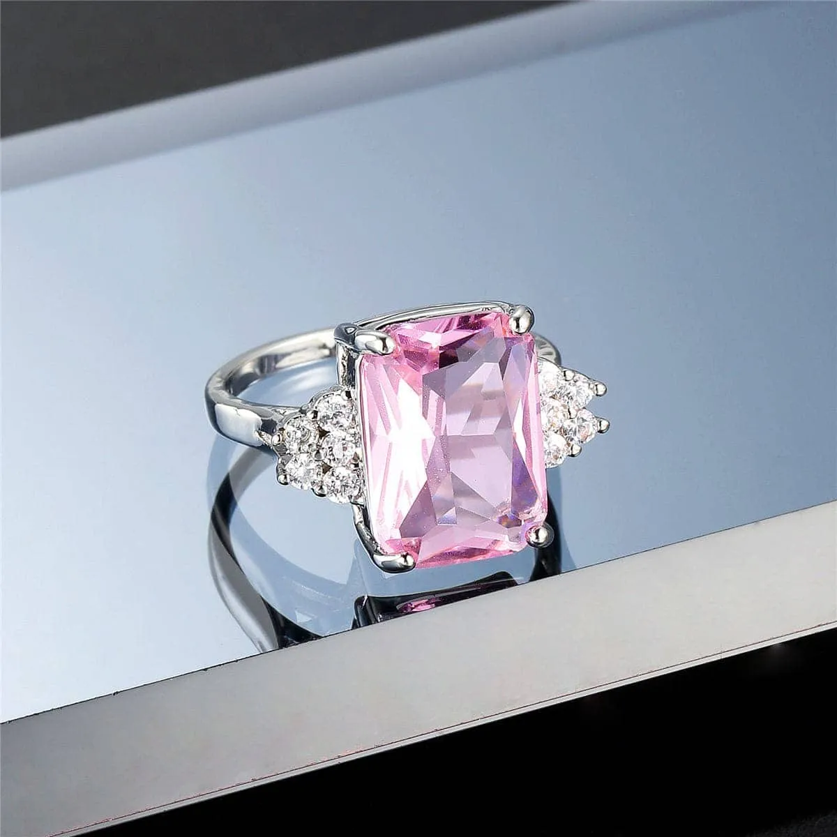 Pink Crystal & Cubic Zirconia Princess-Cut Ring sold by Zulily
