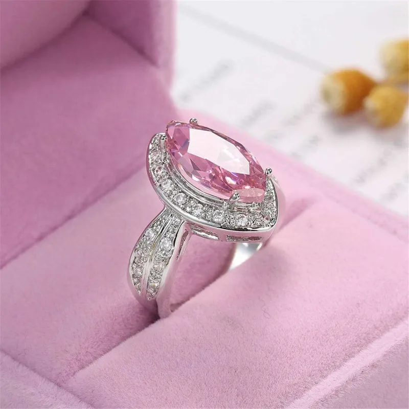 Pink Cubic Zirconia & Crystal Halo Marquise Ring made by Zulily
