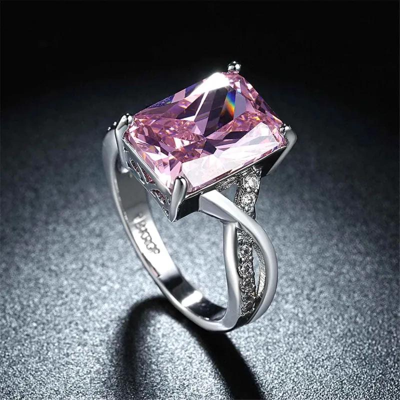 Pink Cubic Zirconia & Silvertone Twist-Band Statement Ring made by Zulily