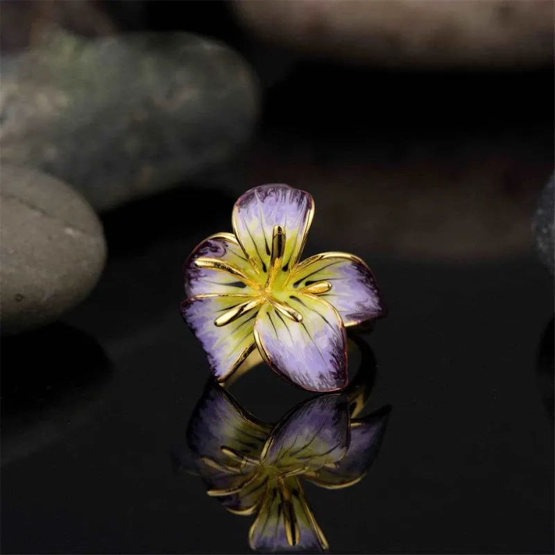 Purple & Goldtone Flower Ring made by Zulily