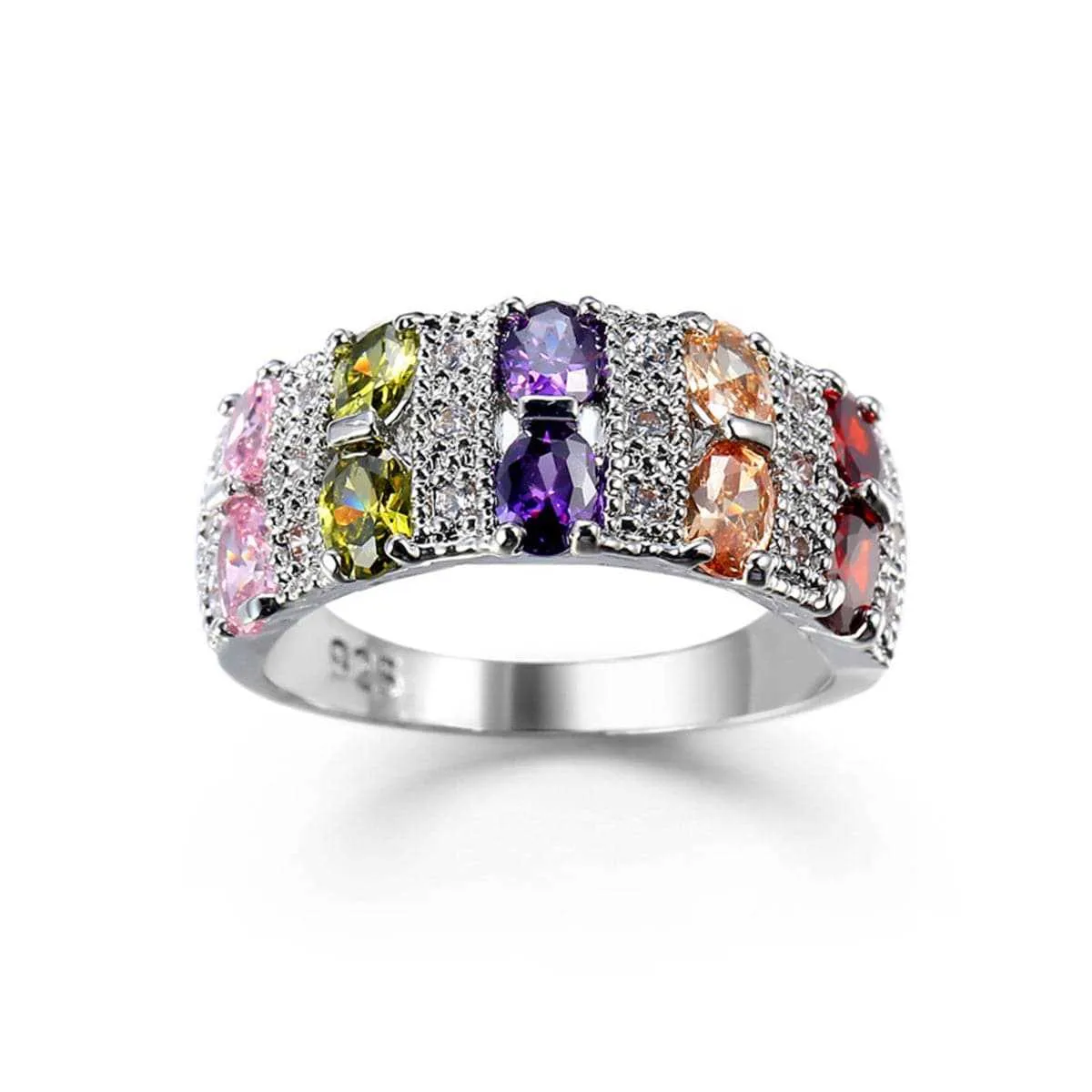 Purple & Pink Cubic Zirconia & Crystal Two-Row Ring sold by Zulily