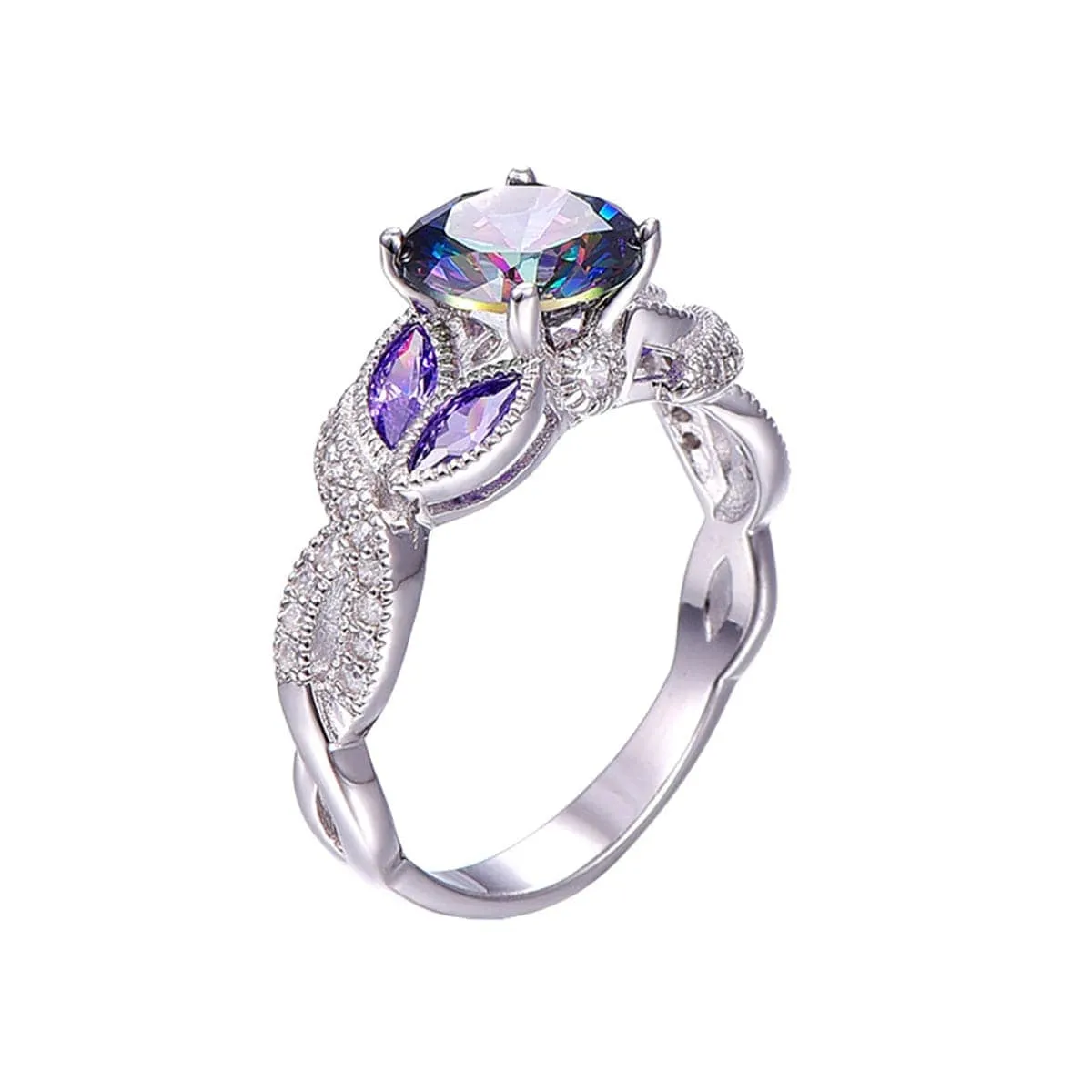 Purple Crystal & Cubic Zirconia Oil Slick Club Ring sold by Zulily product image thumbnail 2