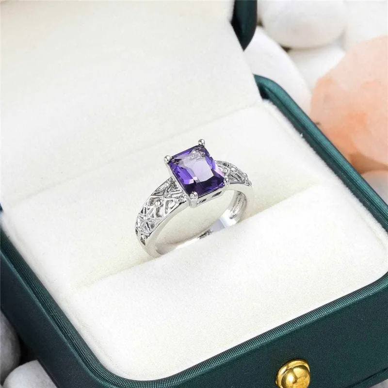 Purple Crystal & Silvertone Filigree-Accent Ring made by Zulily