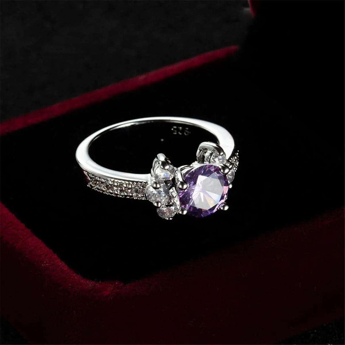 Purple Cubic Zirconia & Crystal Round Cluster-Side Ring sold by Zulily product image thumbnail 2