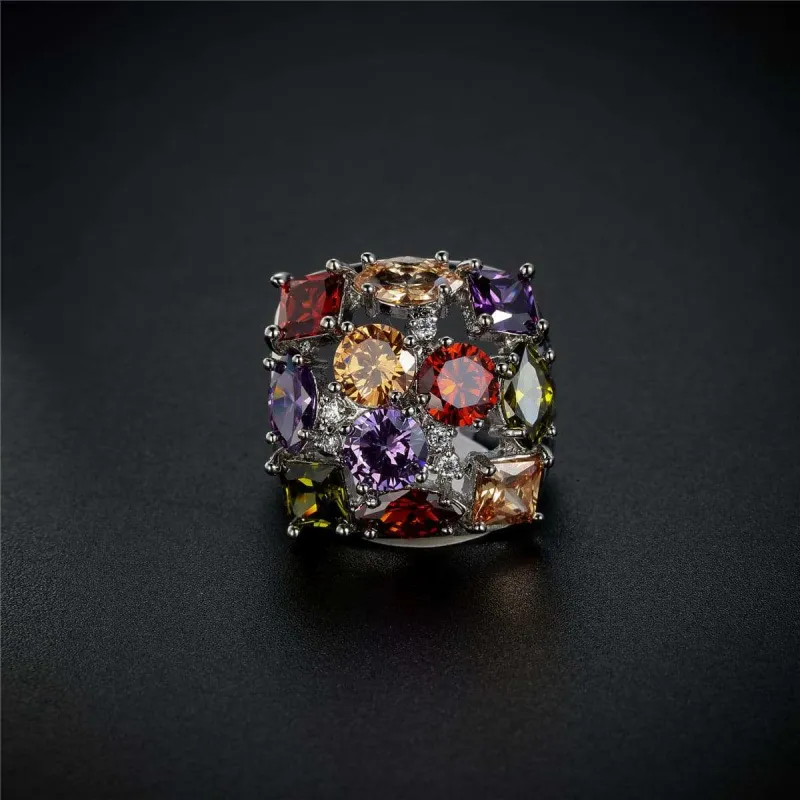 Purple Crystal & Silvertone Square Ring made by Zulily
