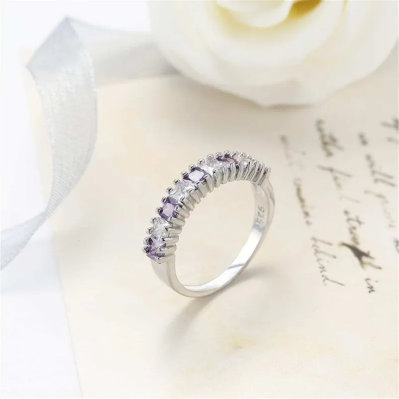 Purple Crystal Princess-Cut Line Ring made by Zulily