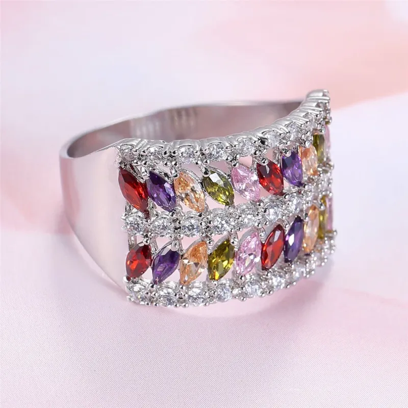 Purple Cubic Zirconia & Silvertone Marquise-Cut Band made by Zulily
