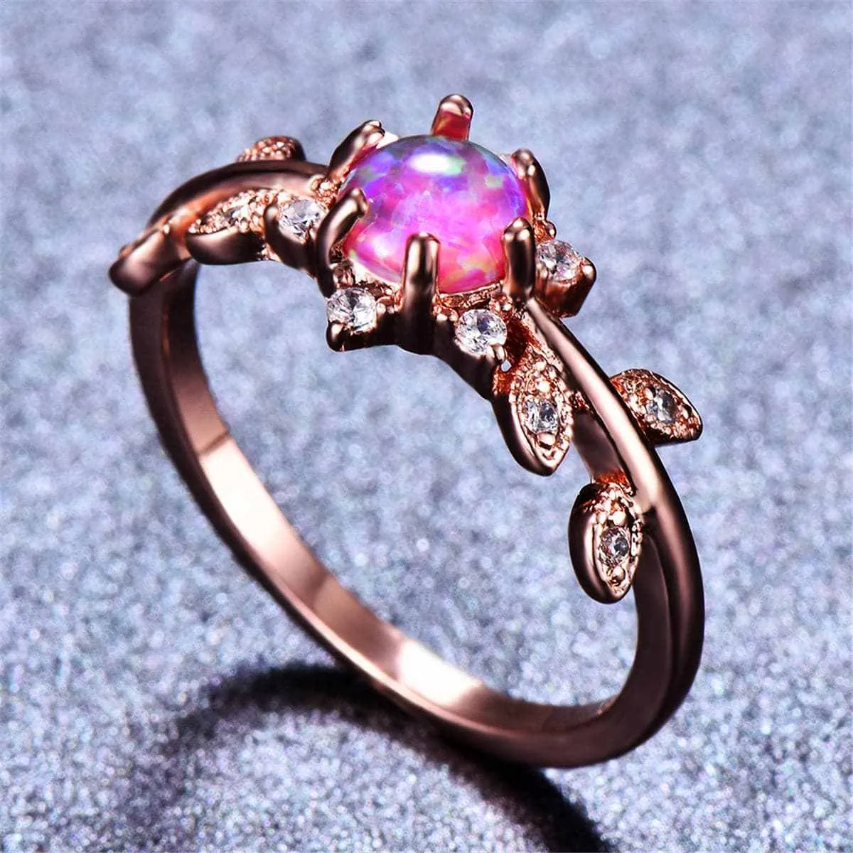 Purple Opal & Cubic Zirconia Leaf Ring sold by Zulily