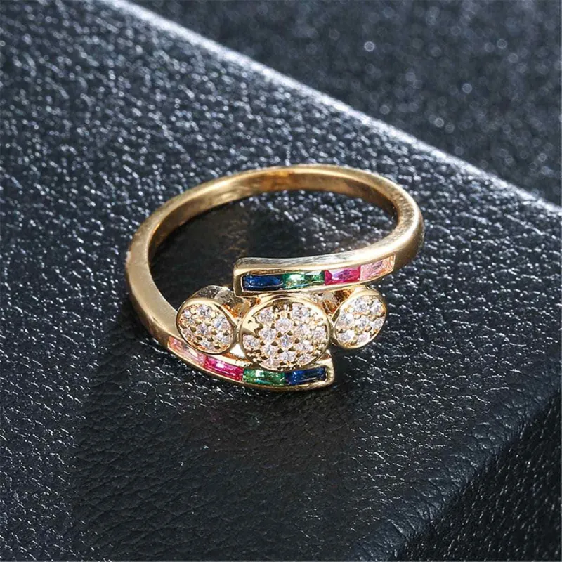 Rainbow Crystal & Cubic Zirconia Circles Ring made by Zulily