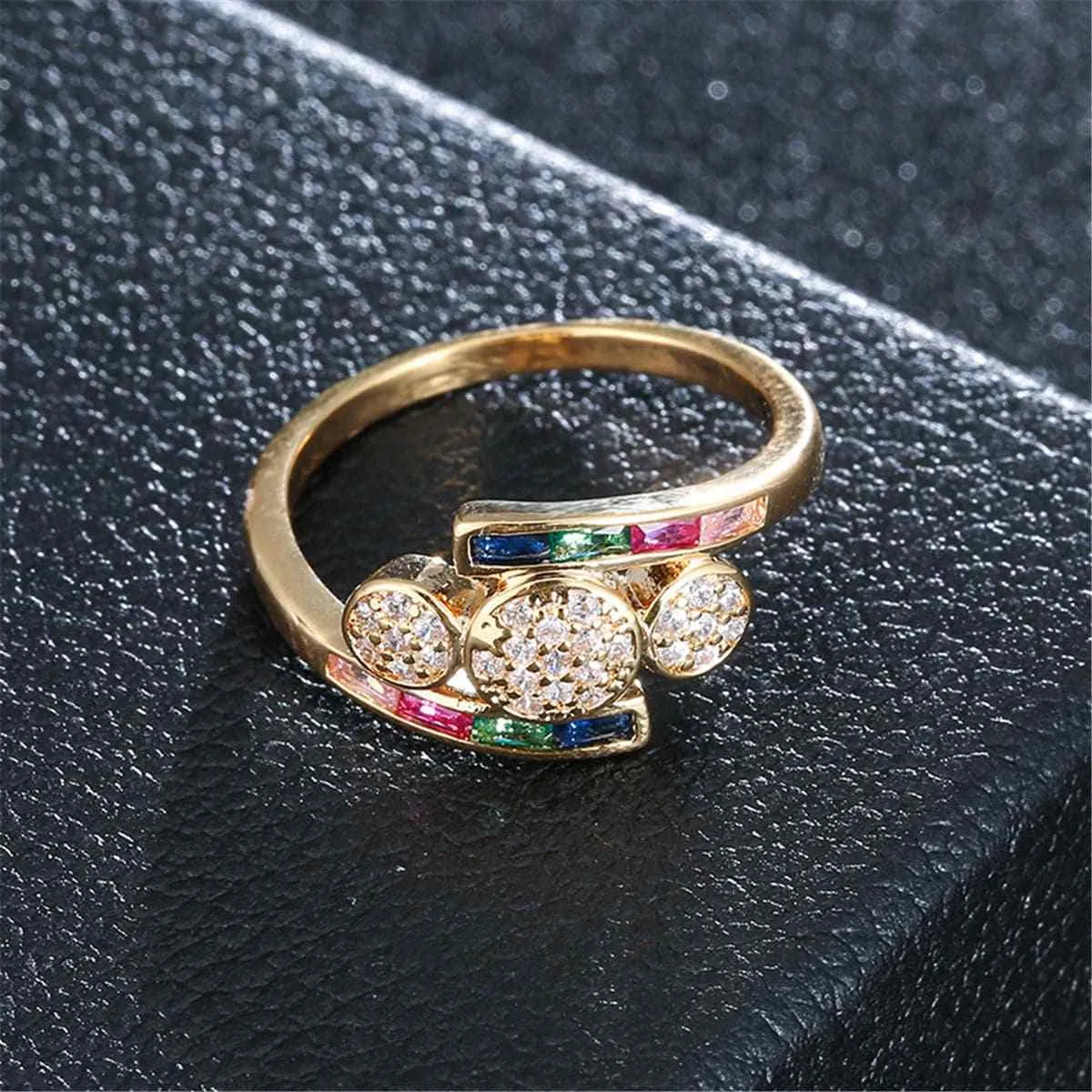 Rainbow Crystal & Cubic Zirconia Circles Ring sold by Zulily product image thumbnail 3