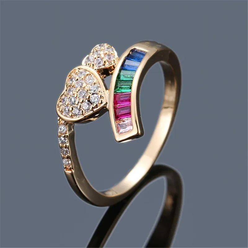 Rainbow Crystal & Cubic Zirconia Heart Ring made by Zulily