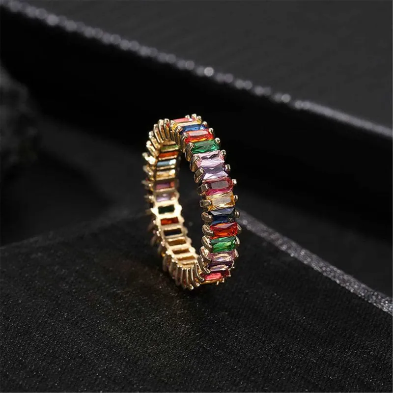 Rainbow Crystal & Cubic Zirconia Baguette Band Ring made by Zulily