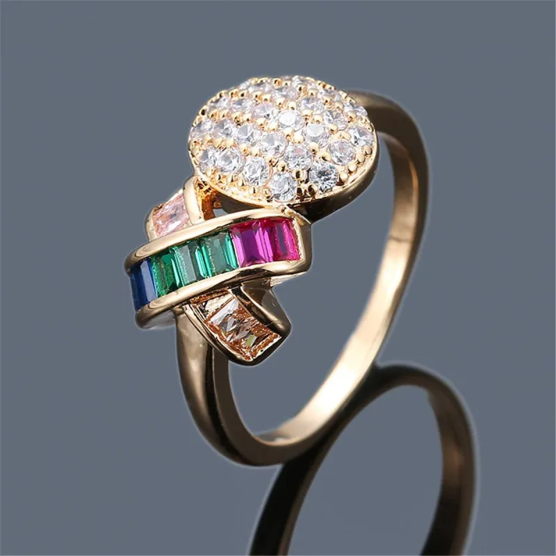 Rainbow Crystal & Cubic Zirconia Ball Ribbon Ring made by Zulily