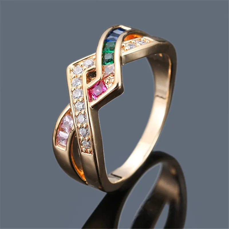 Rainbow Crystal & Cubic Zirconia Line Ring made by Zulily