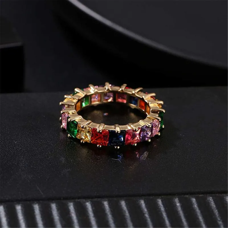 Rainbow Crystal & Cubic Zirconia Princess Band Ring made by Zulily