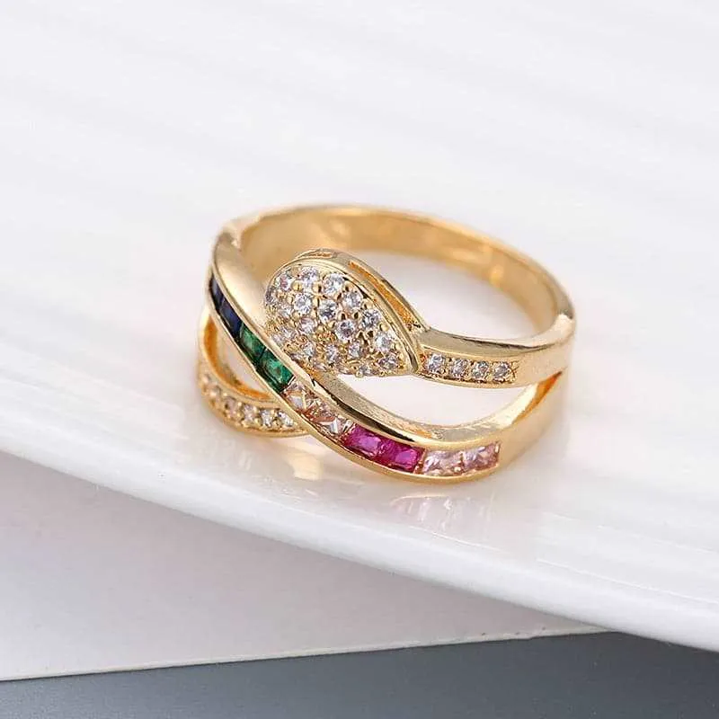 Rainbow Crystal & Cubic Zirconia Pear-Cut Ring sold by Zulily