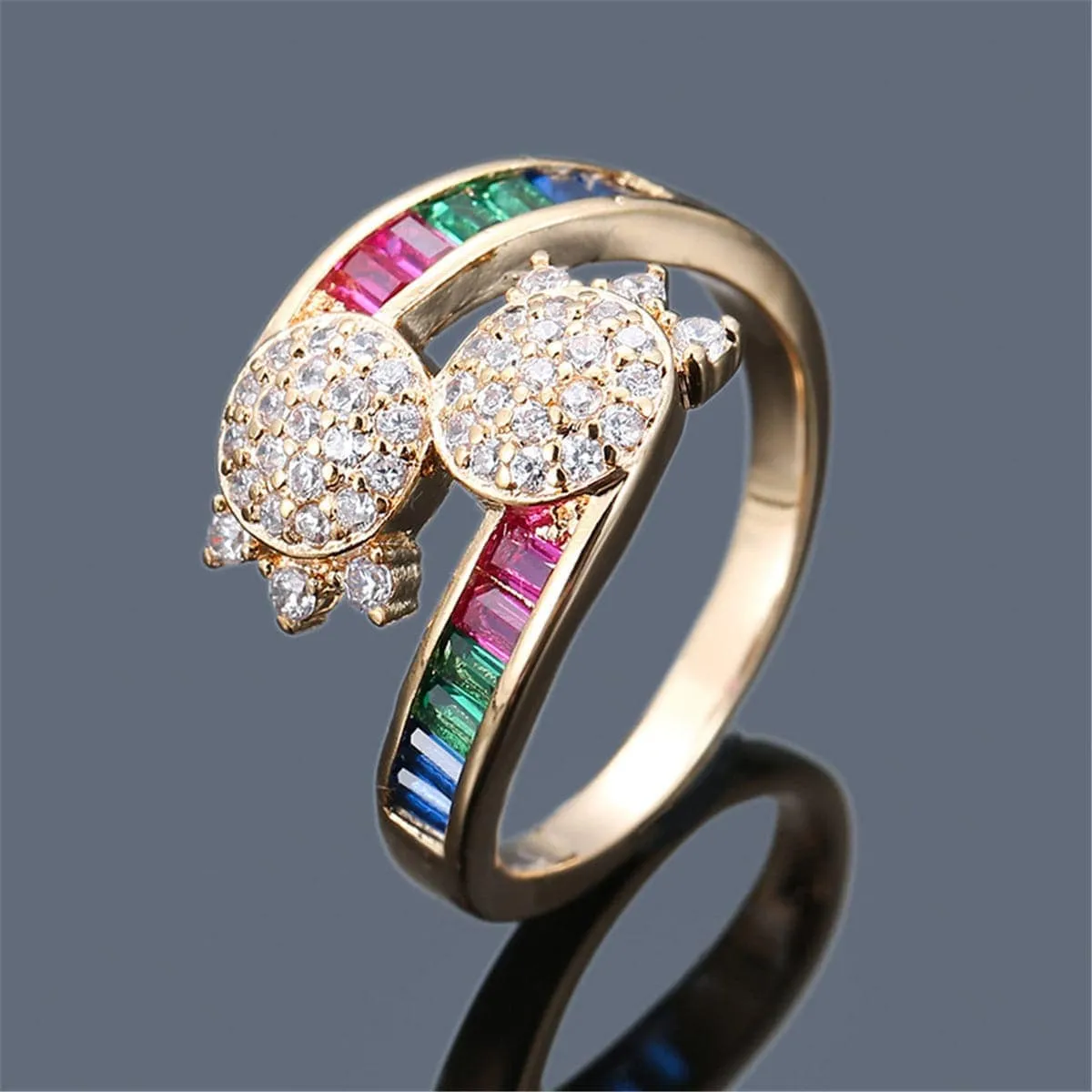 Rainbow Crystal & Cubic Zirconia Turtle Ring sold by Zulily