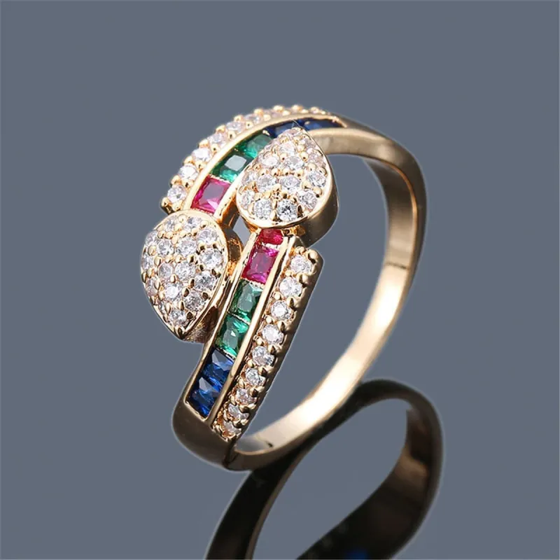 Rainbow Crystal & Cubic Zirconia Teardrops Ring made by Zulily