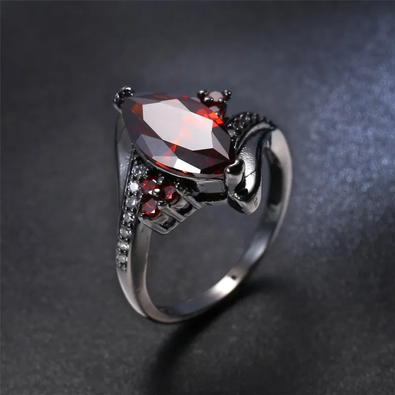 Red & Black Crystal & Cubic Zirconia Pear-Cut Ring made by Zulily