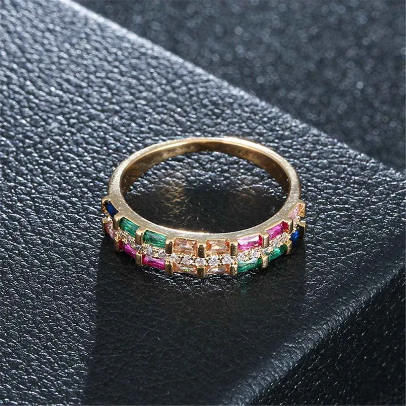 Rainbow Crystal & Cubic Zirconia Thin Band Ring made by Zulily