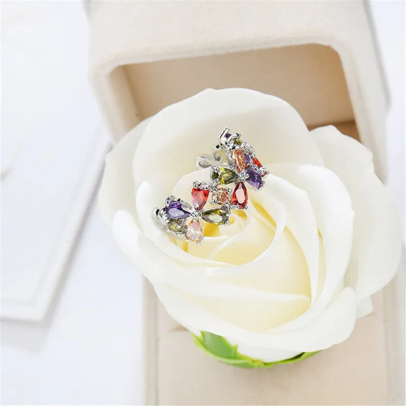 Red & Purple Cubic Zirconia & Crystal Floral Pear-Cut Ring made by Zulily