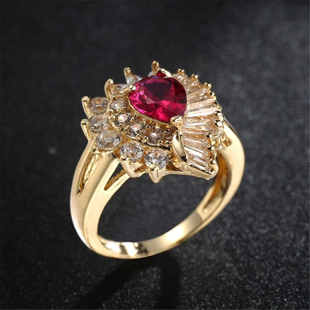 Red Corundum & Cubic Zirconia Goldtone Botany Ring sold by Zulily product image thumbnail 3